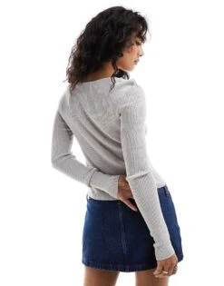 Brave Soul Button Up Knitted Top In Silver For Women -Deals Modezzle Store 206465289 4