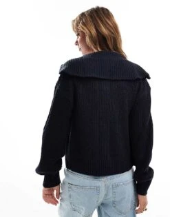 Brave Soul Full Zip Fisherman Knit Cardigan In Navy For Women -Deals Modezzle Store 206465296 3