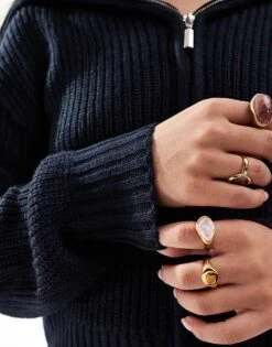 Brave Soul Full Zip Fisherman Knit Cardigan In Navy For Women -Deals Modezzle Store 206465296 4