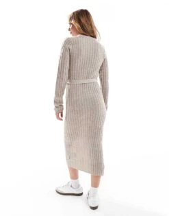 Brave Soul Knitted Midi Dress With Slit In Beige For Women -Deals Modezzle Store 206465323 4