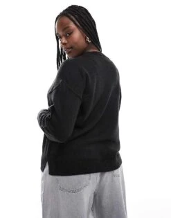 Brave Soul Plus Crew Neck Jumper In Black For Women -Deals Modezzle Store 206465470 3