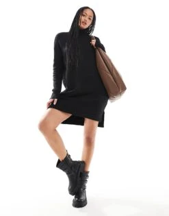 Brave Soul Tall Roll Neck Mini Jumper Dress In Black For Women -Deals Modezzle Store 206465471 3