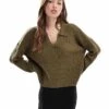 Brave Soul V-neck Polo Jumper In Khaki For Women -Deals Modezzle Store 206465487 1 khaki