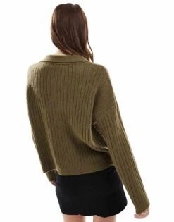 Brave Soul V-neck Polo Jumper In Khaki For Women -Deals Modezzle Store 206465487 3