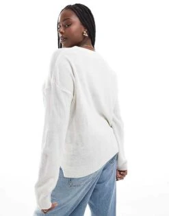 Brave Soul Plus Crew Neck Jumper In White For Women -Deals Modezzle Store 206465584 3