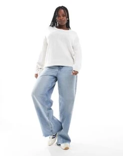 Brave Soul Plus Crew Neck Jumper In White For Women -Deals Modezzle Store 206465584 4