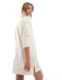 Brave Soul Knitted Roll Neck Mini Jumper Dress In Cream For Women -Deals Modezzle Store 206465694 3