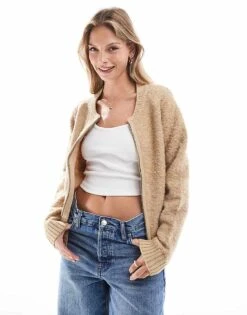 Brave Soul Boucle Zip Up Cardigan In Camel For Women -Deals Modezzle Store 206465697 1 camel 1