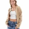 Brave Soul Boucle Zip Up Cardigan In Camel For Women -Deals Modezzle Store 206465697 1 camel
