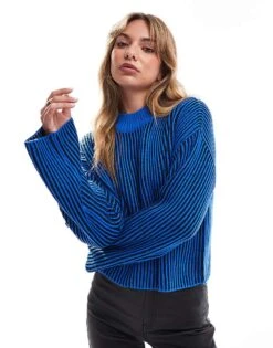 Brave Soul Crew Neck Cropped Jumper In Cobalt Blue For Women Mid Blue -Deals Modezzle Store 206465717 1 midblue 1