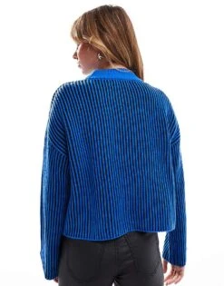 Brave Soul Crew Neck Cropped Jumper In Cobalt Blue For Women Mid Blue -Deals Modezzle Store 206465717 4
