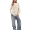 Brave Soul Oversized Cable Knit Jumper In Oatmeal For Women Cream -Deals Modezzle Store 206465721 1 cream