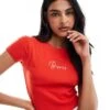Brave Soul Crop T-shirt In Red With 'Bisous' Print For Women -Deals Modezzle Store 206822865 1 red