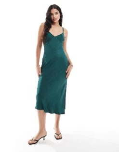 Brave Soul Slip Dress In Emerald Green For Women