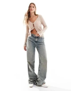 Brave Soul Open Front Rib Cardigan With Wide Sleeves In Beige For Women -Deals Modezzle Store 206828316 4