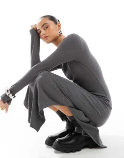 Brave Soul Off The Shoulder Dress In Grey For Women -Deals Modezzle Store 206886283 3