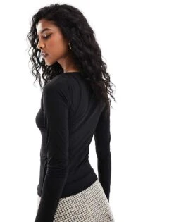 Brave Soul Long Sleeve Sculpt Top In Black For Women -Deals Modezzle Store 206886289 4