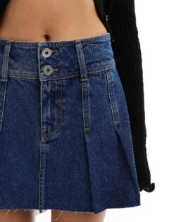 Brave Soul Denim Mini Skirt With Pleat Detail For Women Indigo Denim -Deals Modezzle Store 206886317 4