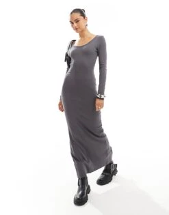 Brave Soul Ribbed Jersey Dress In Slate Grey For Women -Deals Modezzle Store 206886331 1 grey 1