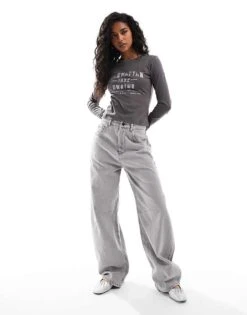 Brave Soul Long Sleeve T-shirt In Charcoal Grey With Print For Women -Deals Modezzle Store 206886359 3