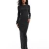 Brave Soul Long Sleeve Ribbed Maxi Dress In Charcoal Grey For Women -Deals Modezzle Store 206886366 1 grey