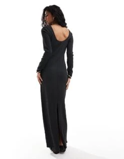 Brave Soul Long Sleeve Ribbed Maxi Dress In Charcoal Grey For Women -Deals Modezzle Store 206886366 2