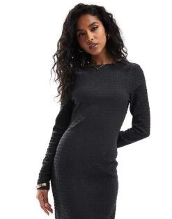Brave Soul Long Sleeve Ribbed Maxi Dress In Charcoal Grey For Women -Deals Modezzle Store 206886366 4