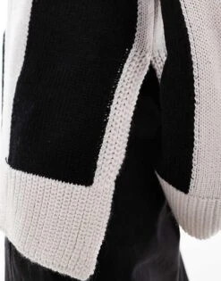 Brave Soul Knitted Roll Neck Jumper In Black And Cream Stripe For Women -Deals Modezzle Store 206915818 3
