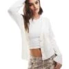Brave Soul Button Through Fisherman Knit Cardigan In Ivory For Women -Deals Modezzle Store 206915825 1 ivory