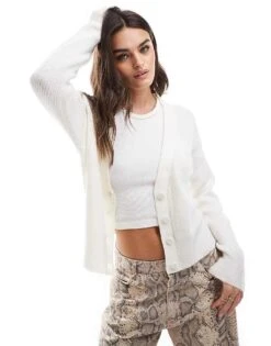 Deals Modezzle Store 17 Brave Soul Button Through Fisherman Knit Cardigan In Ivory For Women