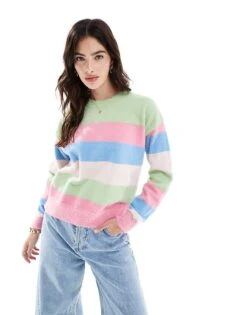 Brave Soul Fluffy Knitted Jumper In Multi Stripe For Women -Deals Modezzle Store 206915834 1 multistripe 1