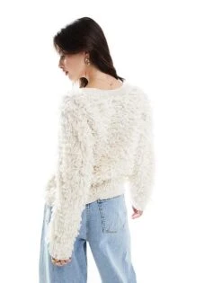 Brave Soul Loopy Knit Zip Through Cardigan In Cream For Women -Deals Modezzle Store 206915840 4