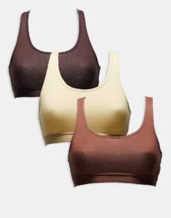 Brave Soul 3 Pack Cotton Racer Back Bralettes In Brown For Women -Deals Modezzle Store 206920692 1 brown 1