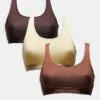 Brave Soul 3 Pack Cotton Racer Back Bralettes In Brown For Women -Deals Modezzle Store 206920692 1 brown