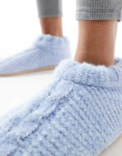 Brave Soul Cable Knit Slipper Socks In Blue For Women -Deals Modezzle Store 206920705 3