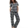 Brave Soul Short Sleeve Shirt And Wide Leg Trouser Pyjama Set In Grey Check For Women Grey/multi Check 2 Brave Soul Short Sleeve Shirt And Wide Leg Trouser Pyjama Set In Grey Check For Women Grey/multi Check -Deals Modezzle Store 206920753 1 greymulticheck