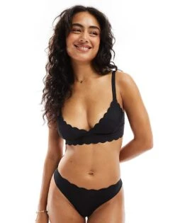 Brave Soul Jersey Scalloped Detail Triangle Bra In Black For Women -Deals Modezzle Store 206920881 1 black 1