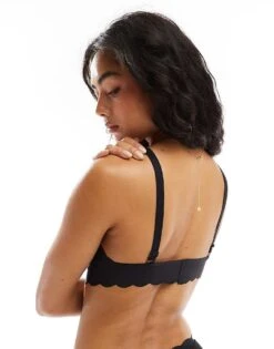 Brave Soul Jersey Scalloped Detail Triangle Bra In Black For Women -Deals Modezzle Store 206920881 4