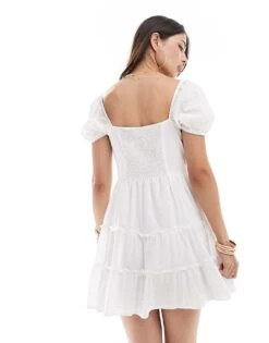 Brave Soul Short Sleeve Tiered Dress In White For Women -Deals Modezzle Store 206940700 4