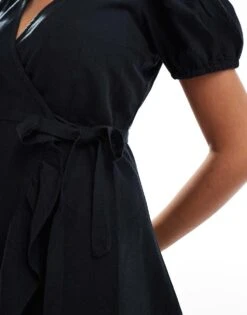 Brave Soul Puff Sleeve Wrap Dress In Black For Women -Deals Modezzle Store 206940831 3