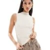 Brave Soul Textured High Neck Vest Top In Off White For Women Cream -Deals Modezzle Store 206940852 1 cream