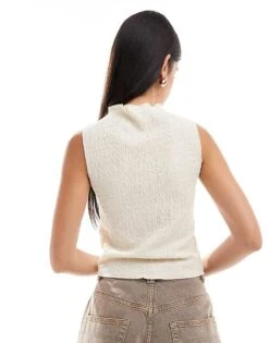 Brave Soul Textured High Neck Vest Top In Off White For Women Cream -Deals Modezzle Store 206940852 4