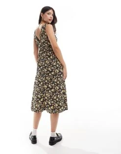 Brave Soul V Neck Floral Print Midi Dress In Black For Women -Deals Modezzle Store 206940895 4