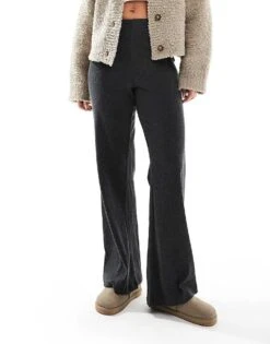 Brave Soul Ribbed Wide Leg Trousers In Charcoal For Women -Deals Modezzle Store 206967282 1 charcoal 1