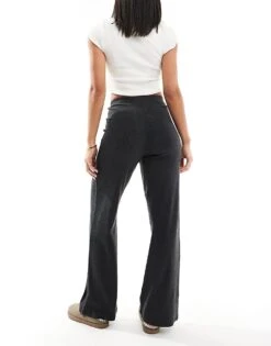 Brave Soul Ribbed Wide Leg Trousers In Charcoal For Women -Deals Modezzle Store 206967282 5