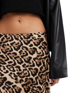 Brave Soul Satin Maxi Skirt In Leopard Print For Women -Deals Modezzle Store 206967352 5