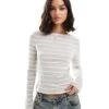Brave Soul Long Sleeve Boat Neck Top In Grey And White Stripe For Women Moonstruck & White -Deals Modezzle Store 206967442 1 moonstruckwhite