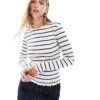 Brave Soul Long Sleeve Lettuce Hem Top In Cream And Navy Stripe For Women Cream & Navy 1 Brave Soul Long Sleeve Lettuce Hem Top In Cream And Navy Stripe For Women Cream & Navy -Deals Modezzle Store 206967464 1 creamnavy