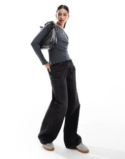 Brave Soul Long Sleeve Acid Wash Top In Charcoal Grey For Women Charcoal Acid Wash -Deals Modezzle Store 206967483 3