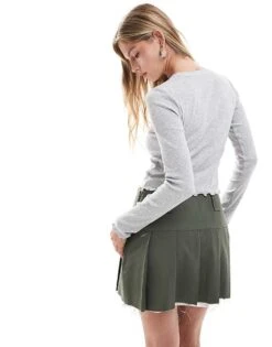 Brave Soul Long Sleeve Lettuce Hem Top In Grey Marl For Women -Deals Modezzle Store 206967589 4